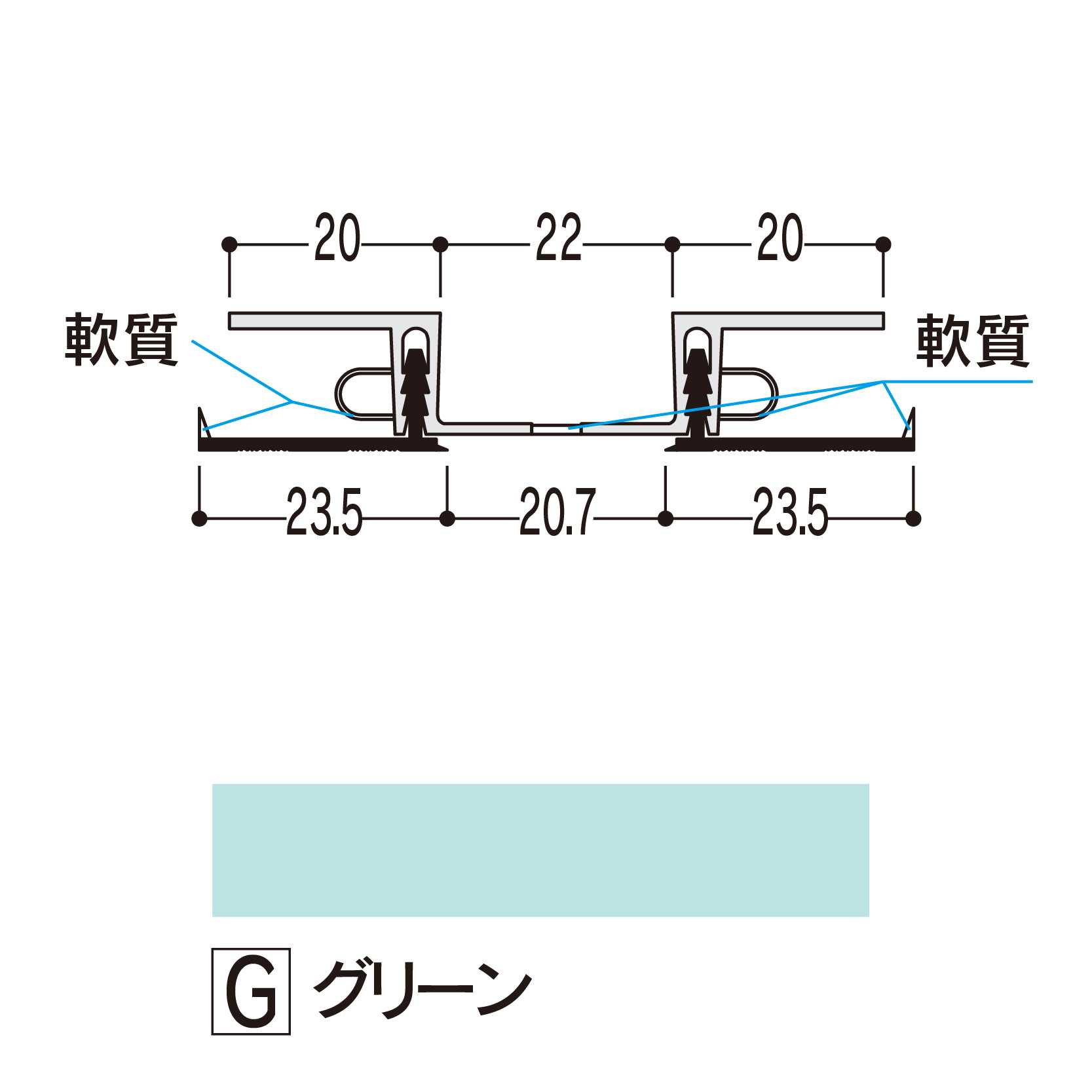 バスパネルツイン 廻り縁3型 グリーン 3000mm RR3G3【ケース販売】20本 浴室用天井 壁装材