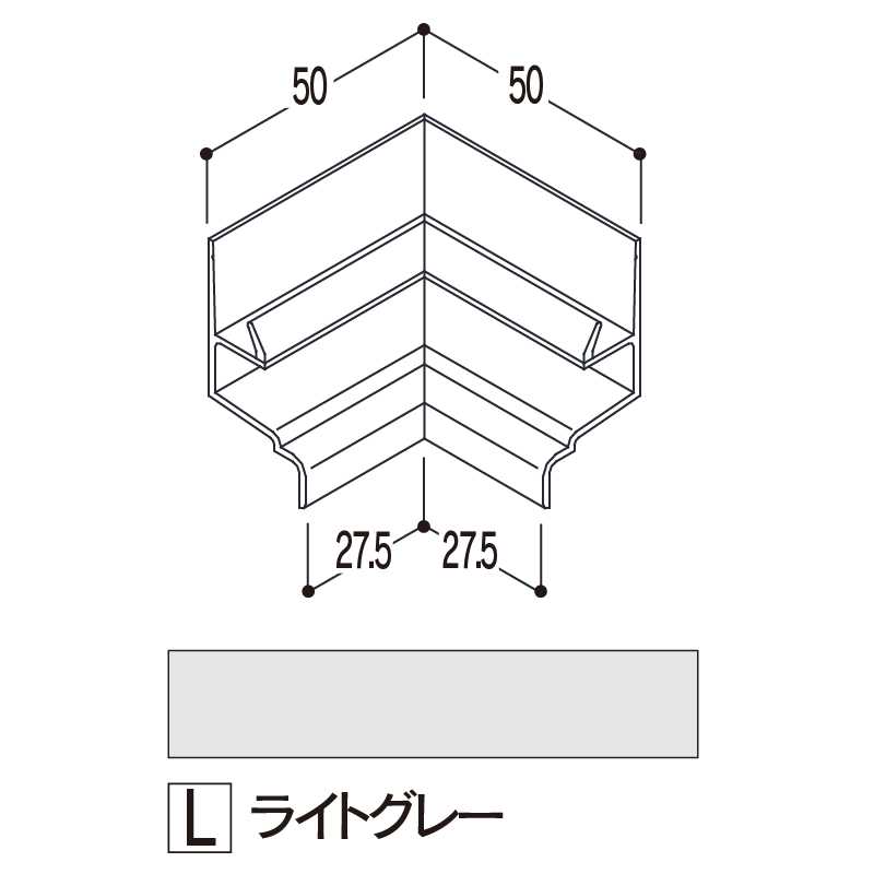 バスパネル 水切2型用 入隅 ライトグレーLWCL【ケース販売】5個 浴室用天井 壁装材