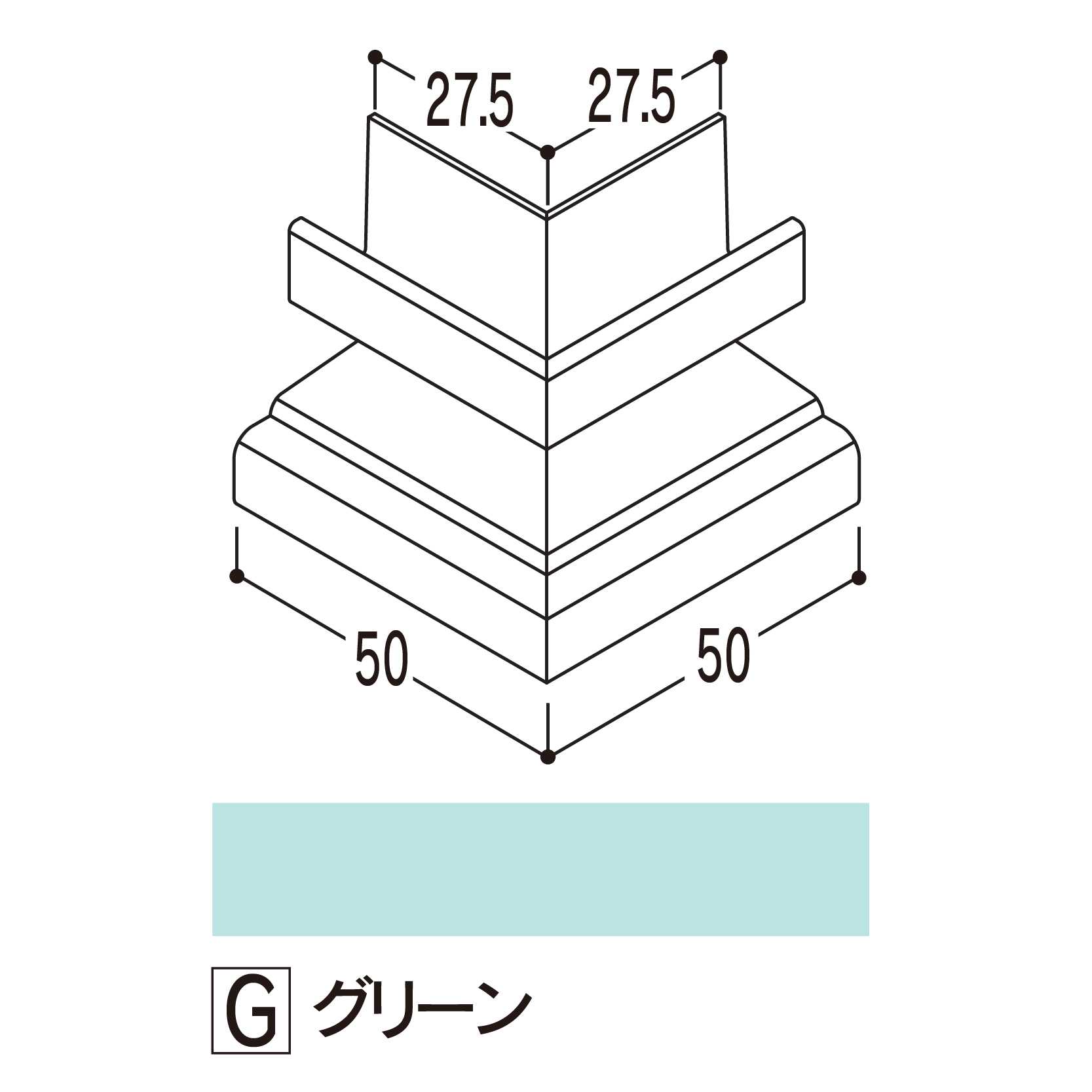 バスパネル 水切2型用 出隅 グリーンLWDG【ケース販売】5個 浴室用天井 壁装材