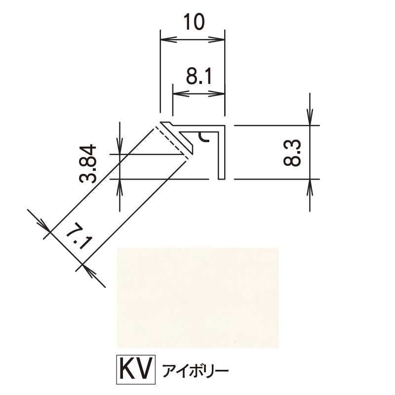 鏡面 アルパレージ用 入隅 アイボリー 2450mm AE2KV【ケース販売】20本 壁面 化粧パネル 内装