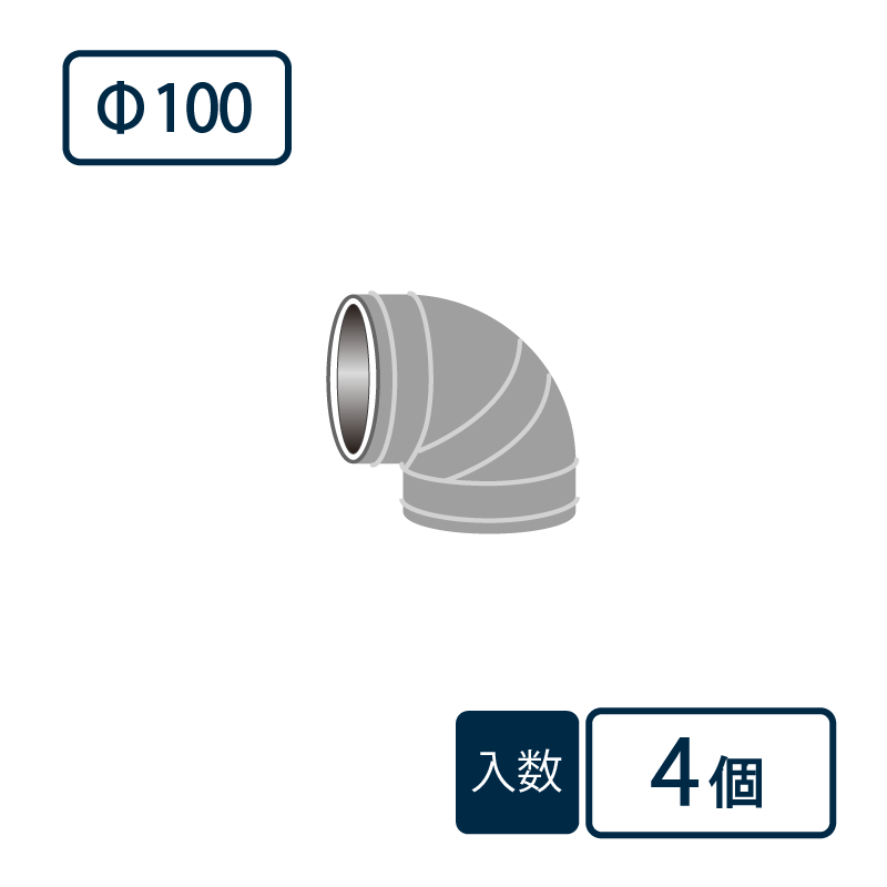 先付けタイプ 継手 90°エルボ Φ100 ベンソン 配管防音材 おとなし君 塩ビ管一体型【ケース販売】4個入 早川ゴム
