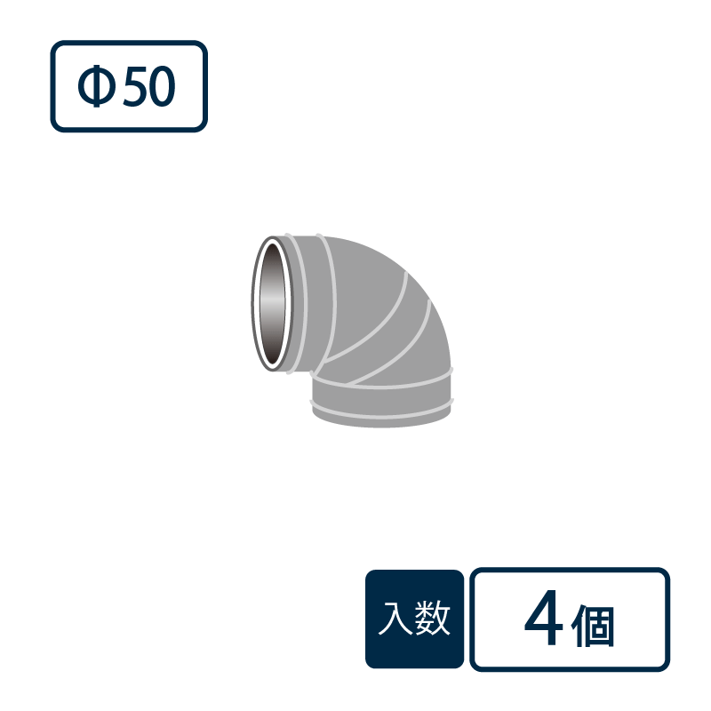 先付けタイプ 継手 90°エルボ Φ50 ベンソン 配管防音材 おとなし君 塩ビ管一体型【ケース販売】4個入 早川ゴム