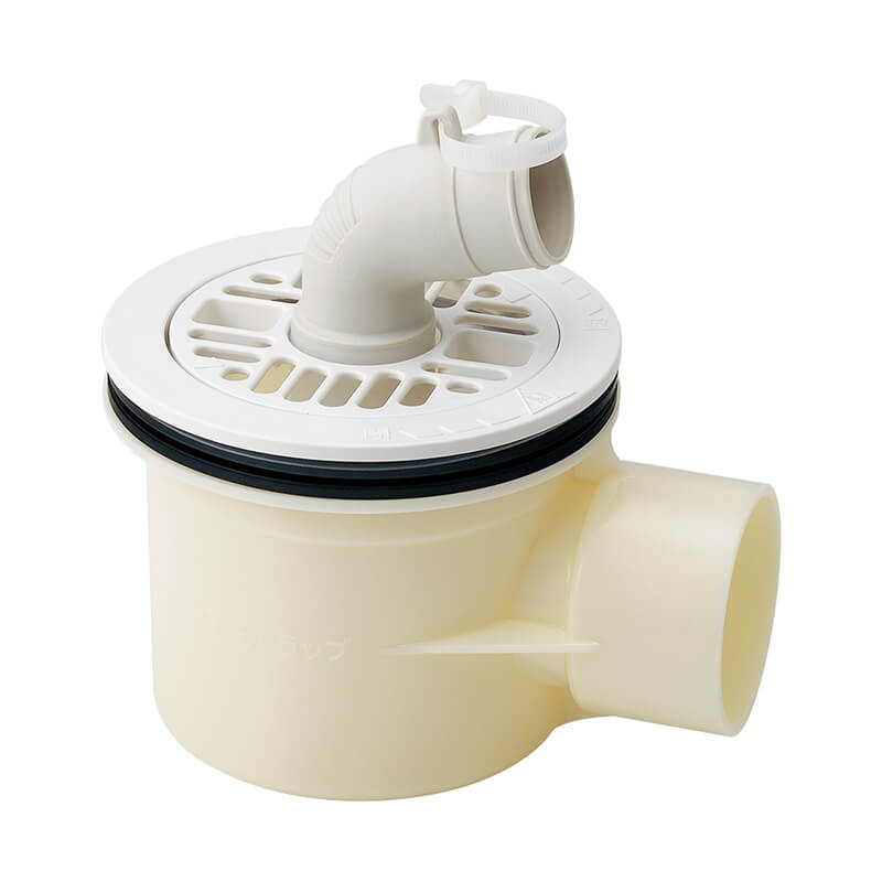 洗濯機パン用横引トラップ ホワイト 封水深50mm 呼50VP・VU管兼用 排水 