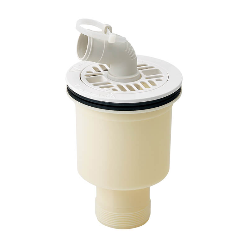 洗濯機パン用縦引トラップ ホワイト 封水深50mm 呼50VP・VU管兼用 排水 