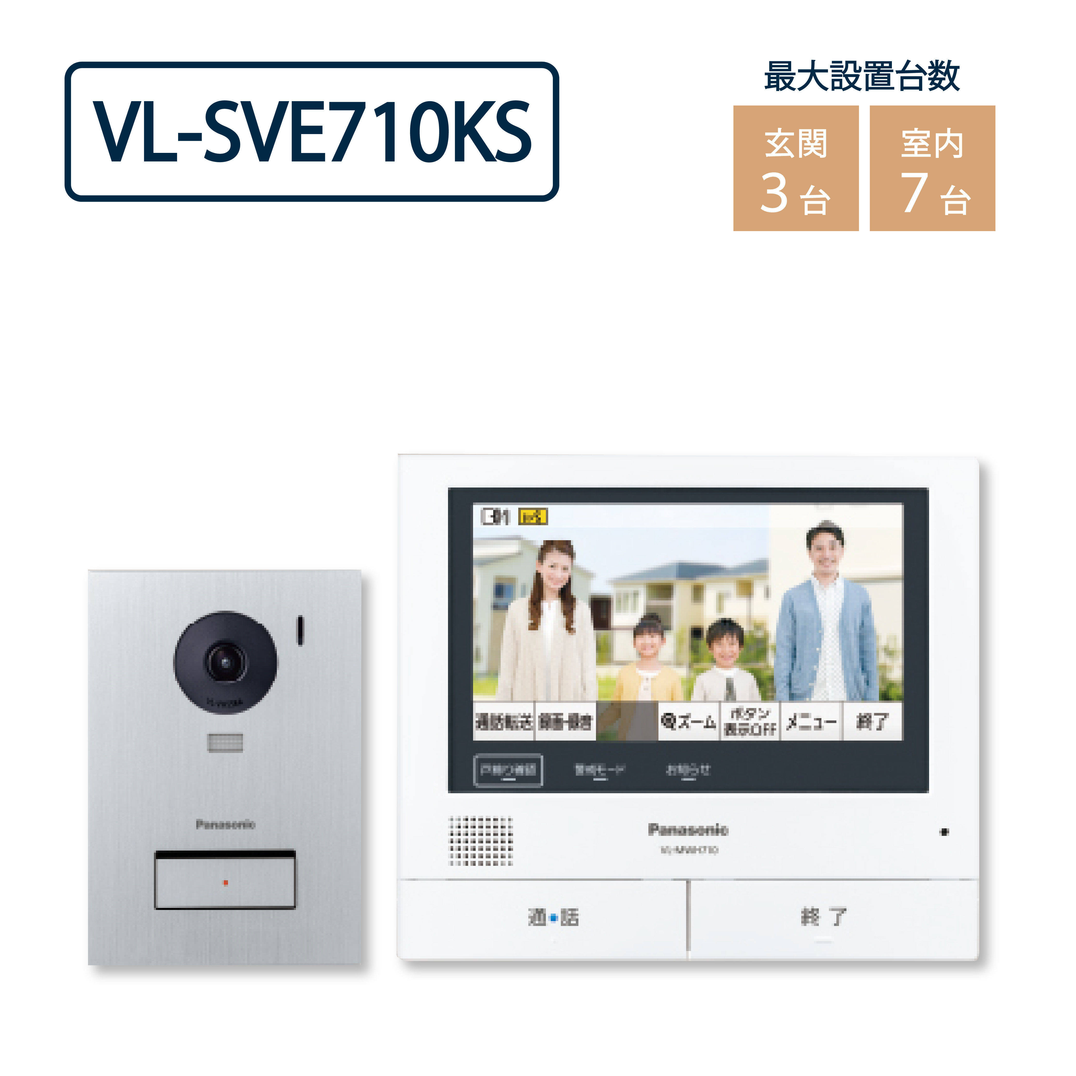 パナソニック VL-SVE710KS テレビドアホン 外でもドアホン 7型タッチパネル 子機無 インターホンPanasonic