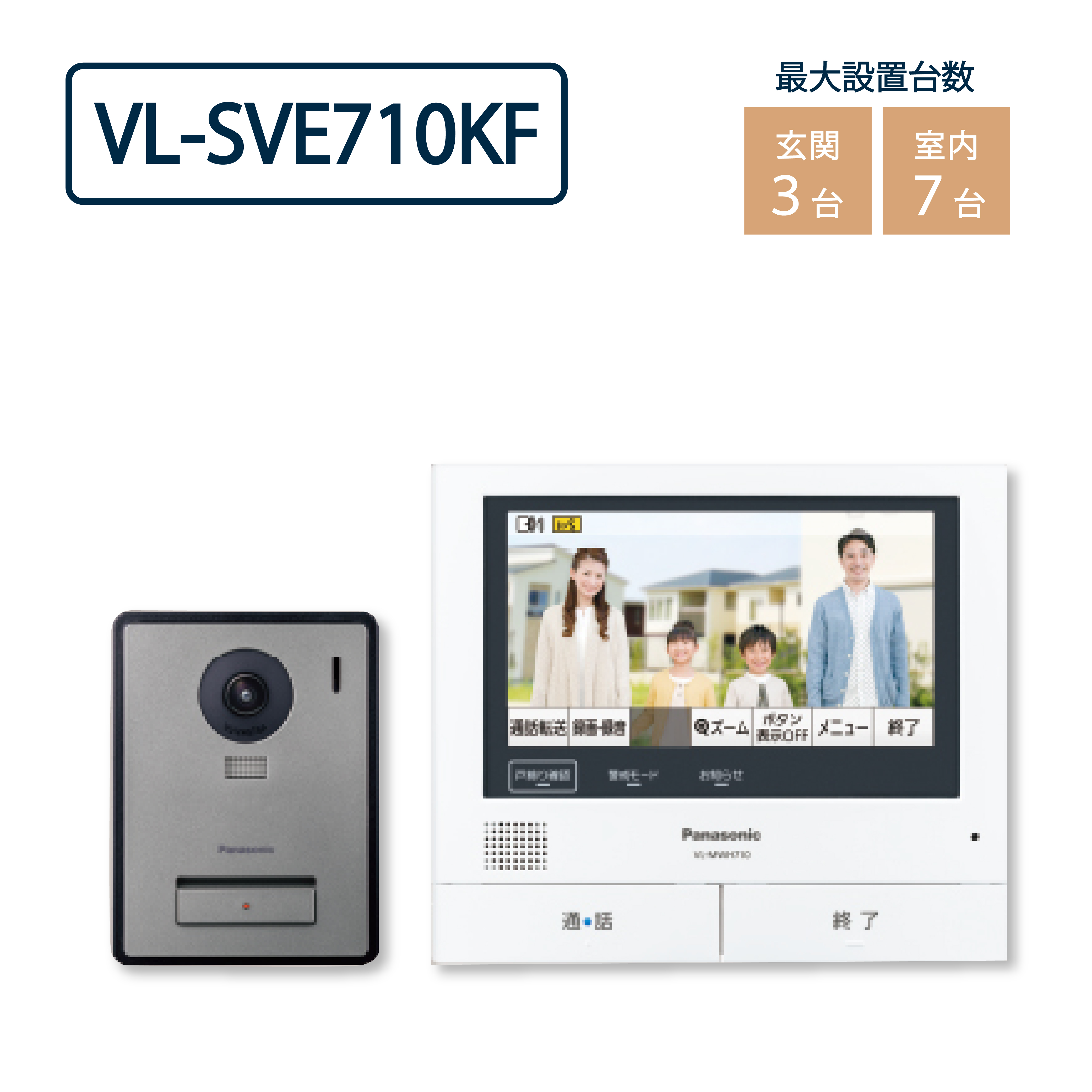 パナソニック VL-SVE710KF テレビドアホン 7型タッチパネル 外でもドアホン 子機無 インターホン Panasonic