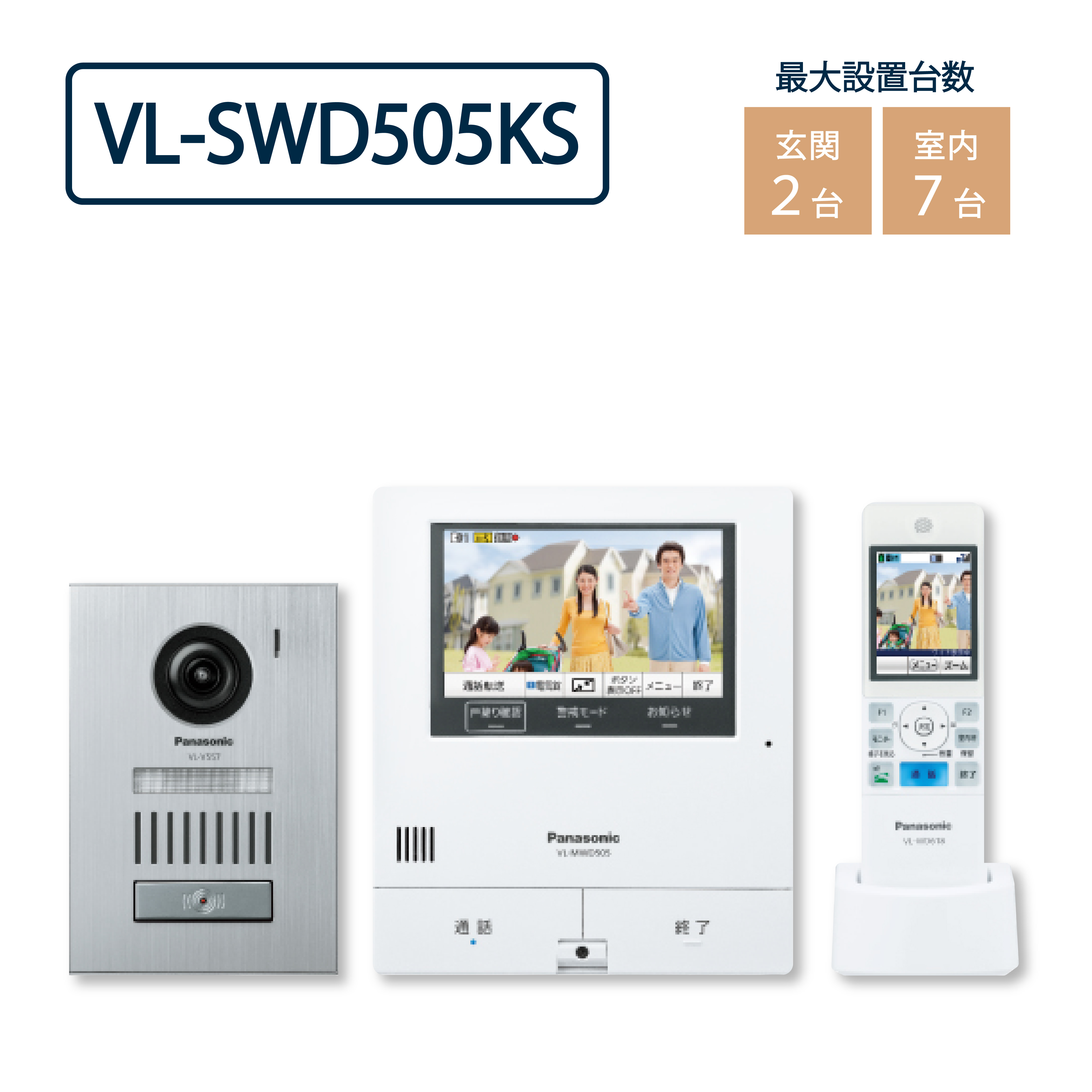 パナソニック VL-SWD505KS ワイヤレスモニター子機付テレビドアホン 5型タッチパネル 外でもドアホン Panasonic