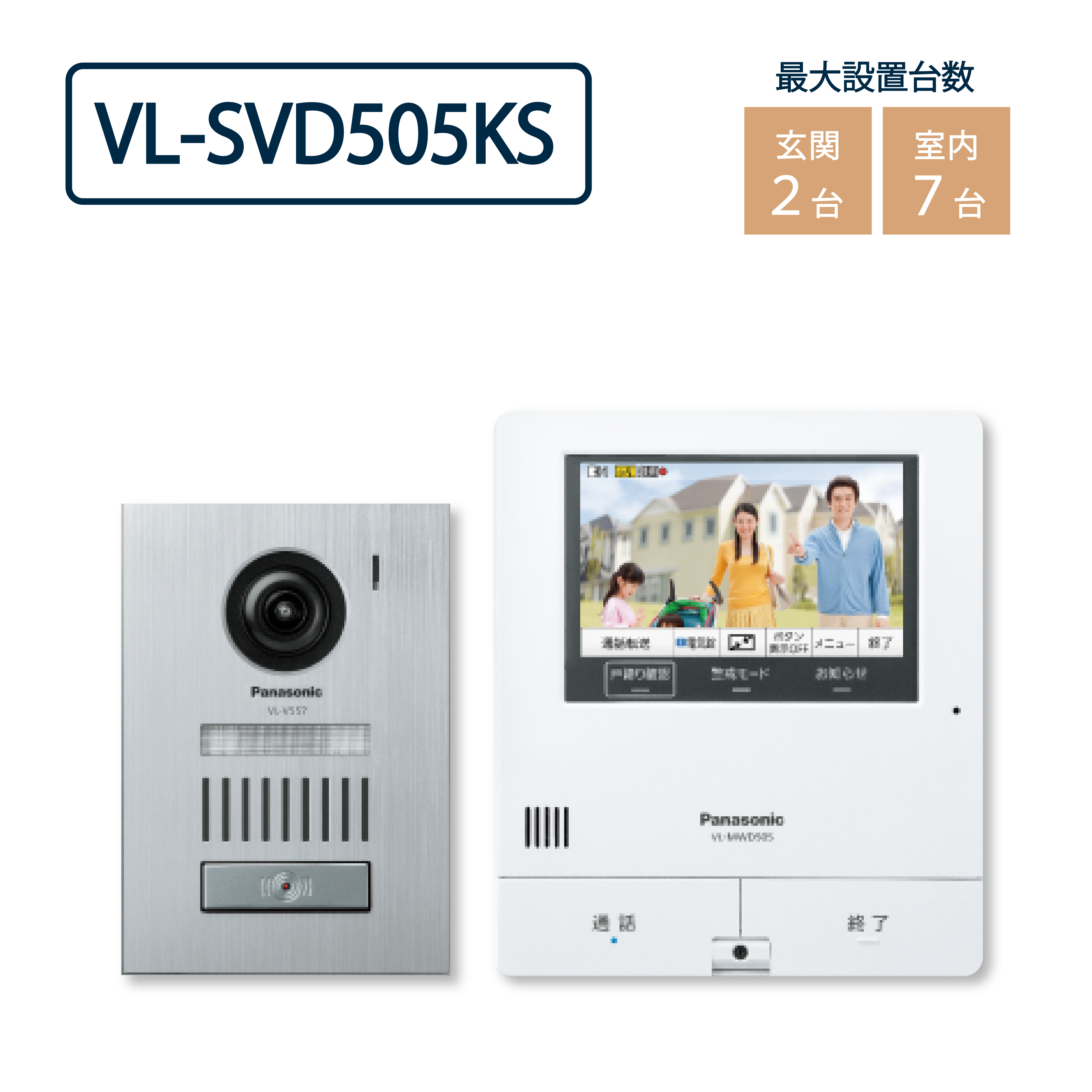 パナソニック VL-SVD505KS テレビドアホン 5型タッチパネル 外でもドアホン 子機無 インターホン Panasonic