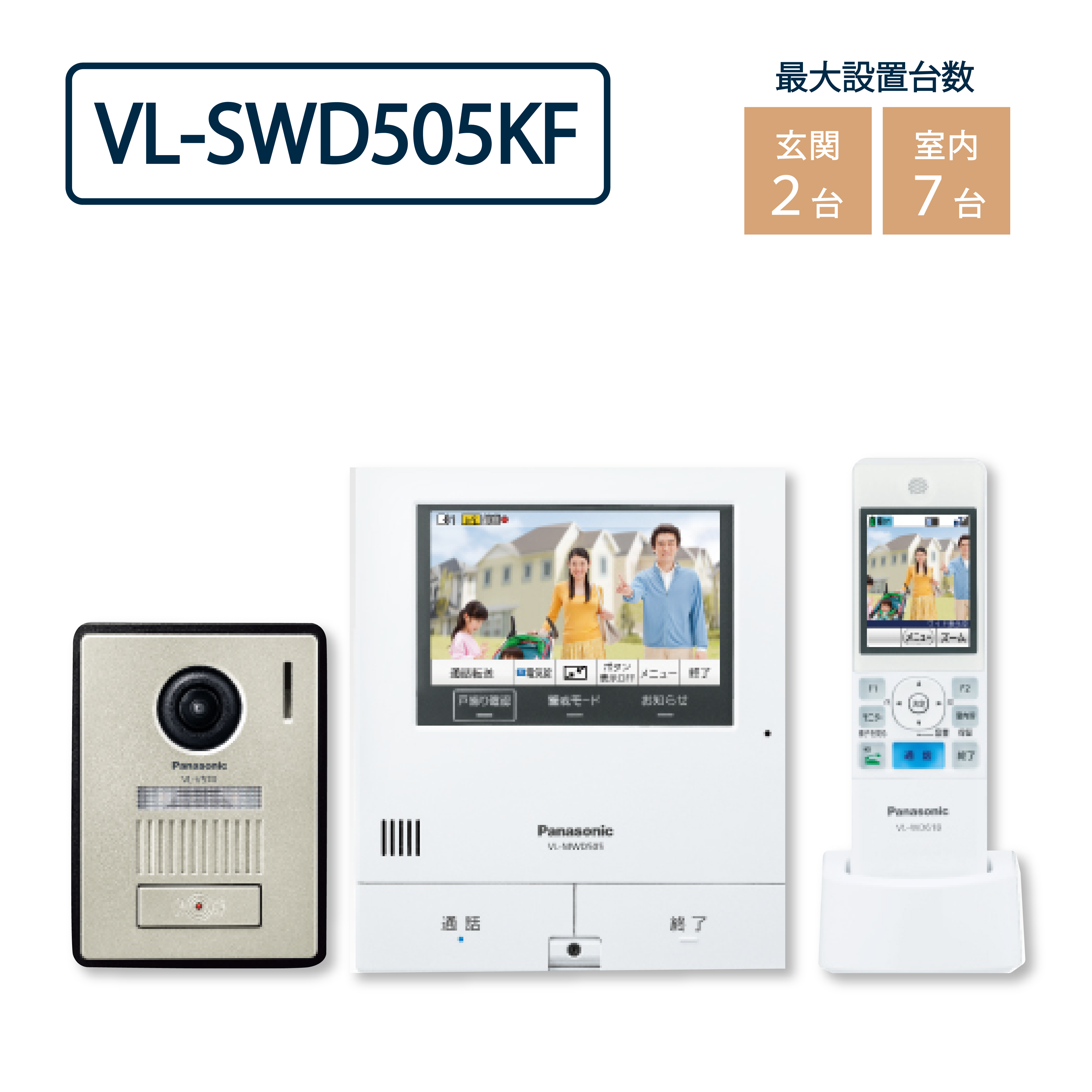 パナソニック VL-SWD505KF ワイヤレスモニター子機付テレビドアホン 外でもドアホン 5型タッチパネル Panasonic