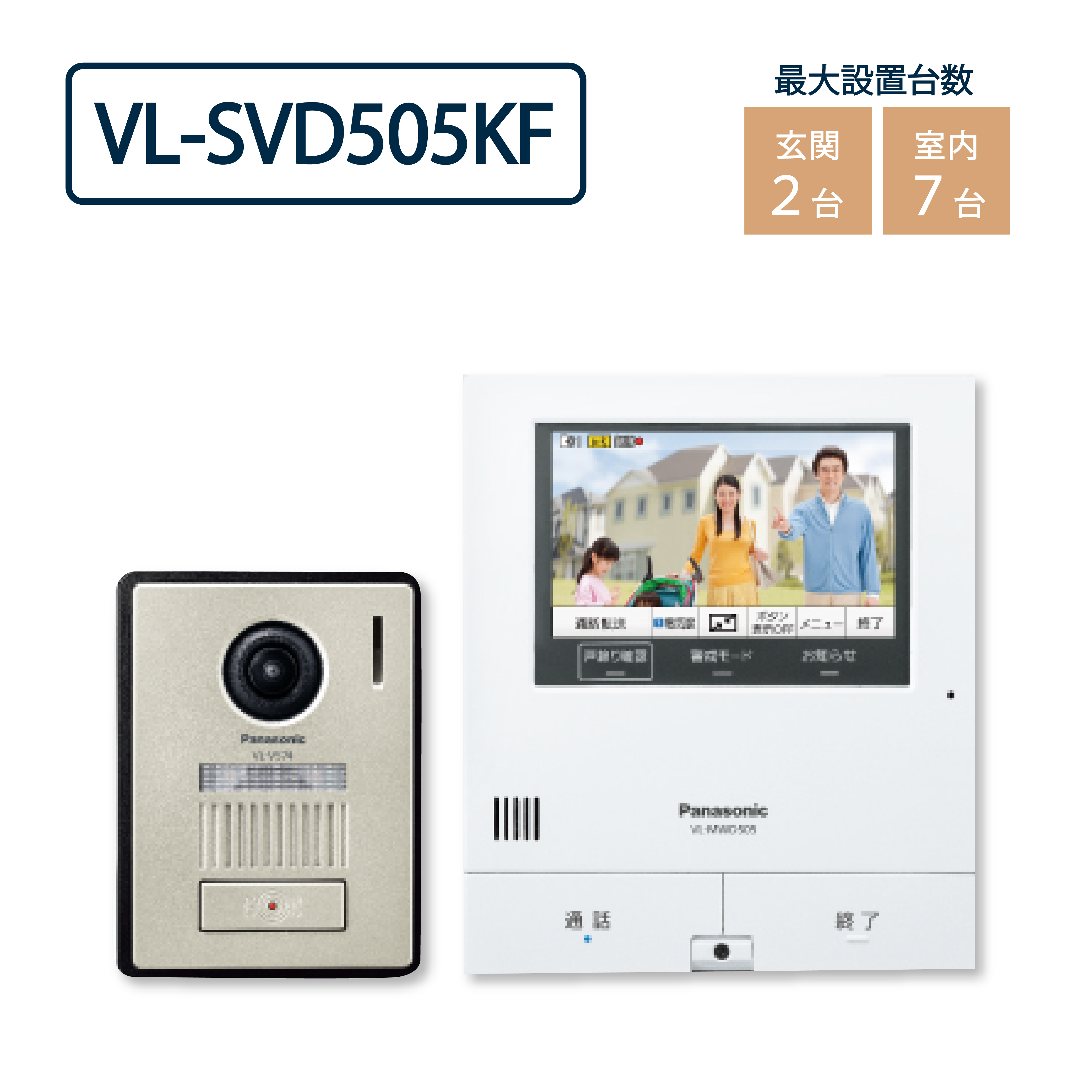 パナソニック VL-SVD505KF テレビドアホン 外でもドアホン 5型タッチパネル 子機無 インターホン Panasonic