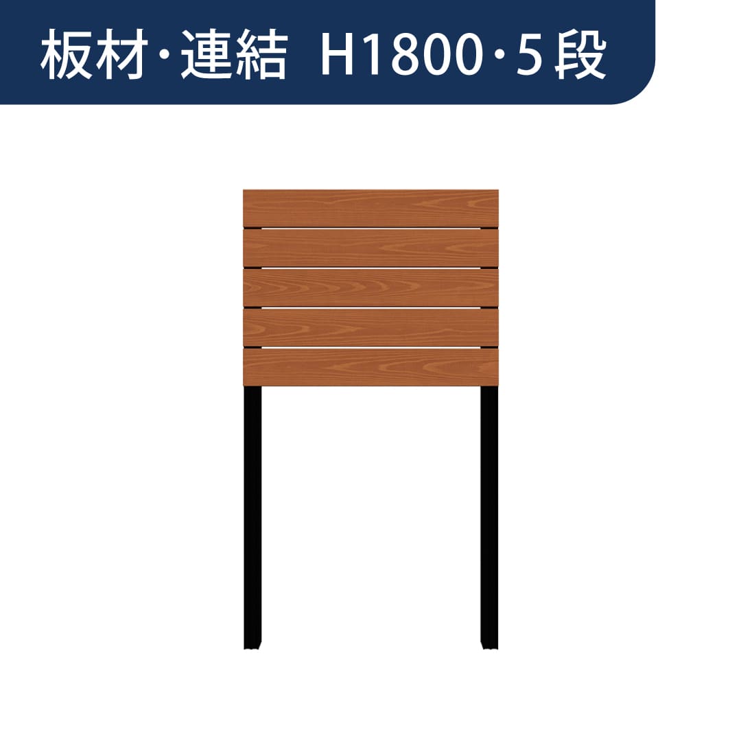 彩木プライベートフェンス APF1805 板材連結 H1800 5段 ライトブラウン MINO
