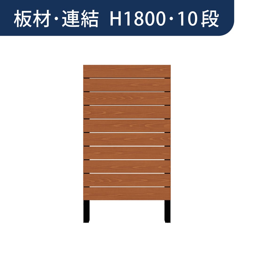 彩木プライベートフェンス APF1810 板材連結 H1800 10段 ライトブラウン MINO