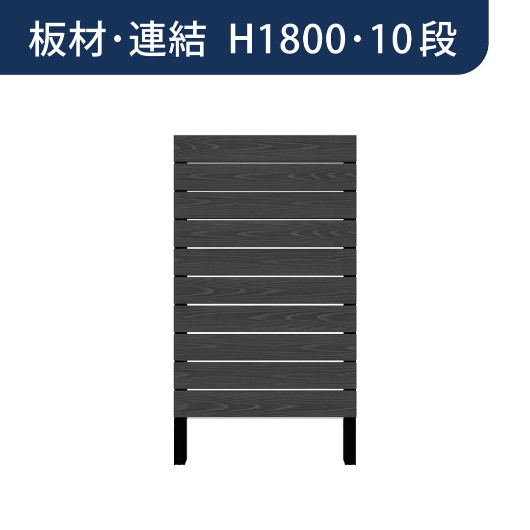 彩木プライベートフェンス APF1810 板材連結 H1800 10段 ブラック MINO
