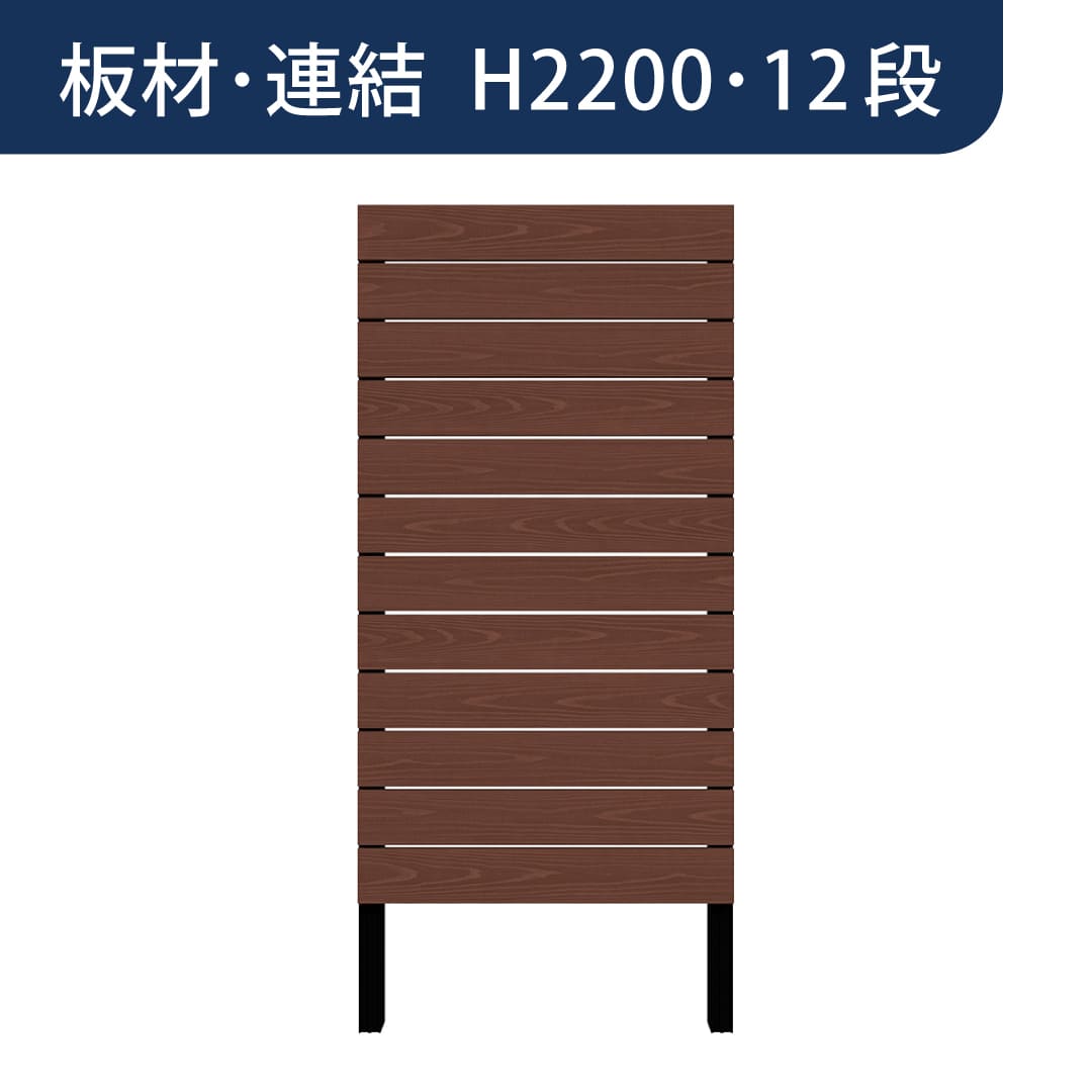 彩木プライベートフェンス APF2212 板材連結 H2200 12段 ウォールナット MINO