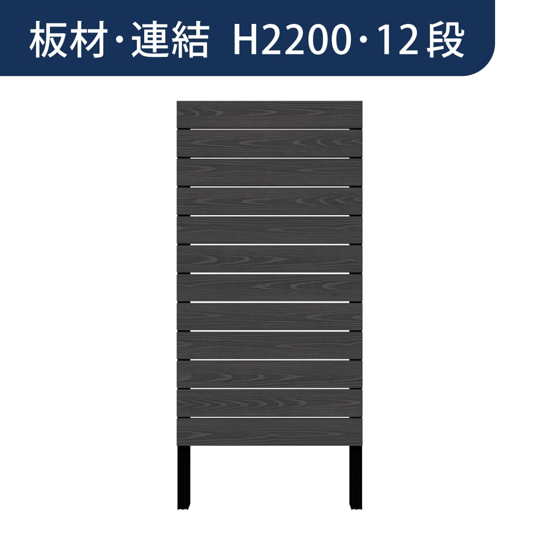 彩木プライベートフェンス APF2212 板材連結 H2200 12段 ブラック MINO