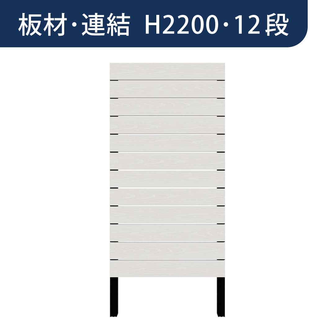 彩木プライベートフェンス APF2212 板材連結 H2200 12段 ホワイト MINO