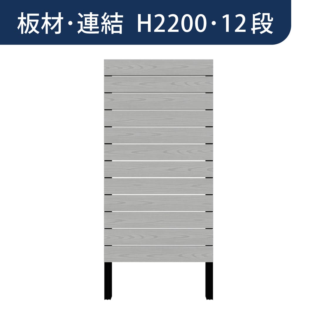 彩木プライベートフェンス APF2212 板材連結 H2200 12段 シルバーグレー MINO
