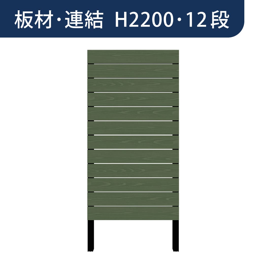彩木プライベートフェンス APF2212 板材連結 H2200 12段 フォレストグリーン MINO