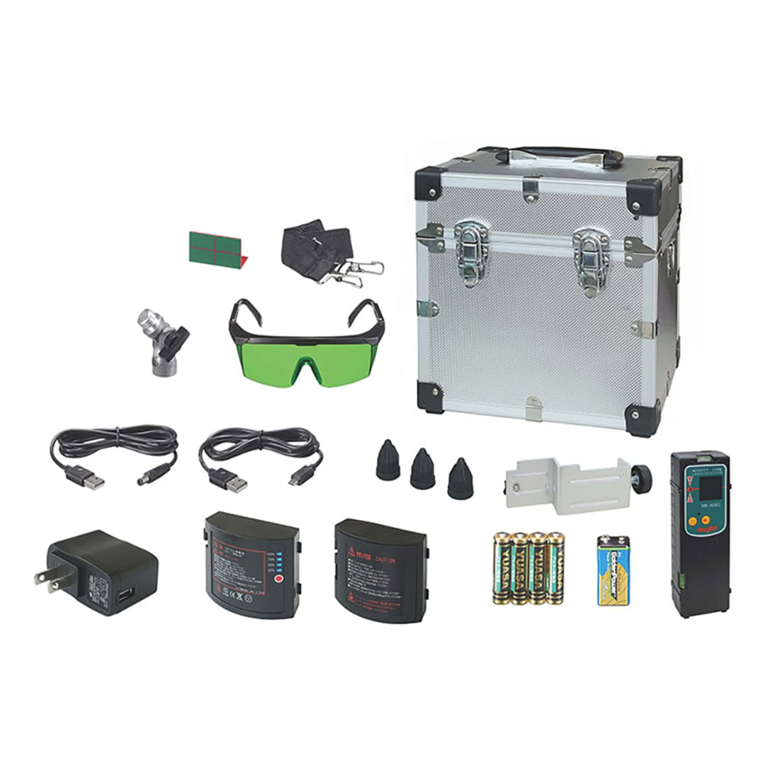 高輝度グリーンレーザー墨出器 (水平1方向・縦4方向) 本体＋受光器＋三脚セット マイト工業 MGL-411GP-RT