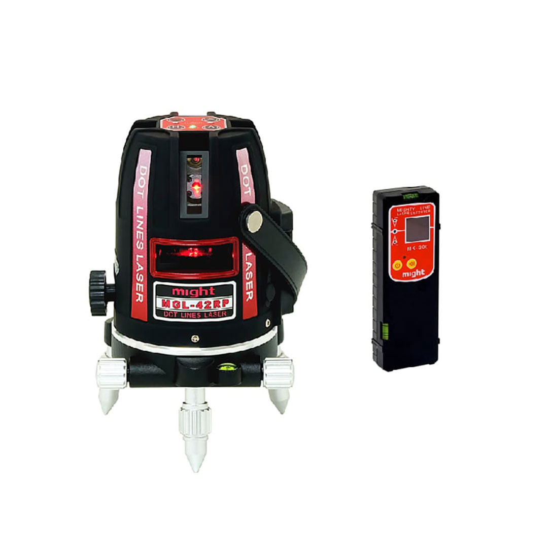 高輝度赤ラインレーザー墨出器 (水平1方向・縦4方向) 本体+受光器セット マイト工業 MGL-42RP-R