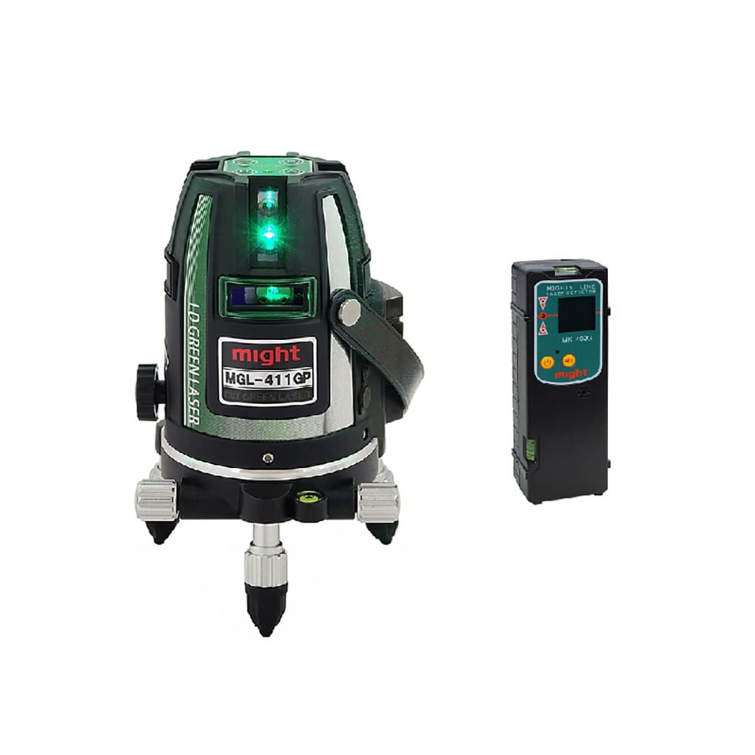 高輝度グリーンレーザー墨出器 (水平1方向・縦4方向) 本体+受光器セット マイト工業 MGL-411GP-R