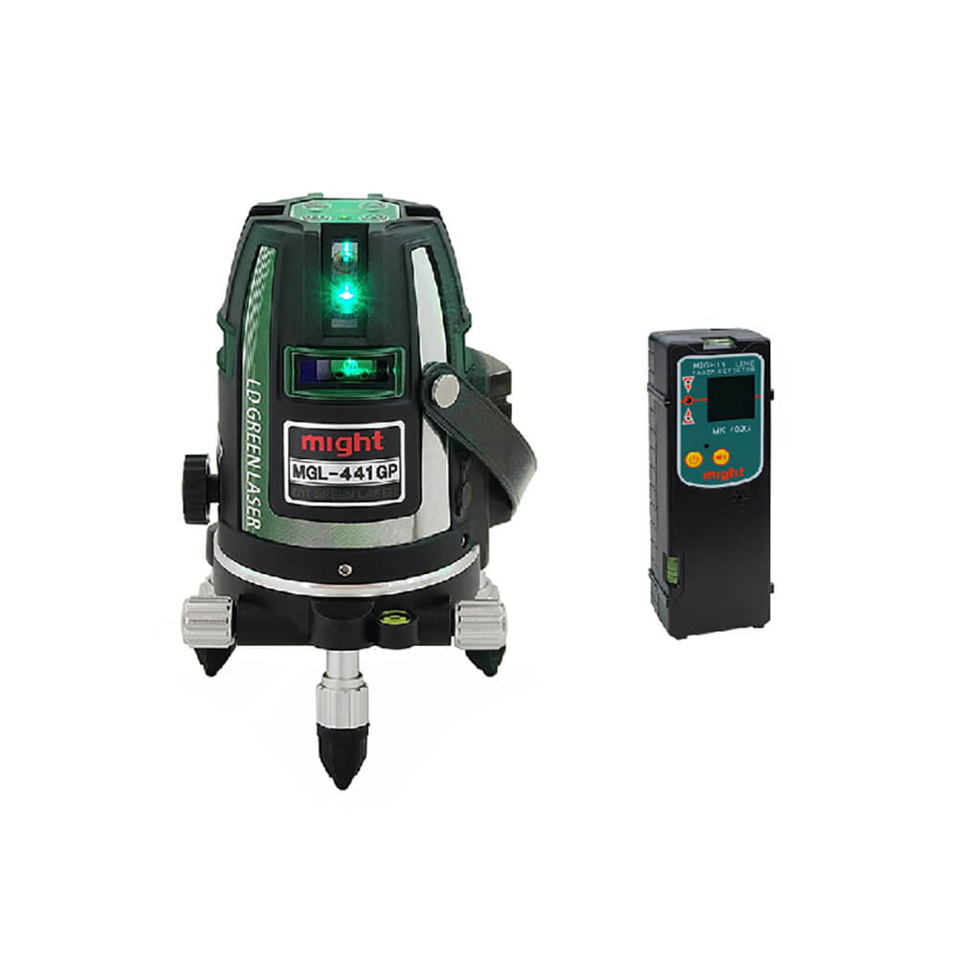 高輝度グリーンレーザー墨出器 水平全周(水平4方向・縦4方向)本体+受光器セット マイト工業 MGL-441GP-R