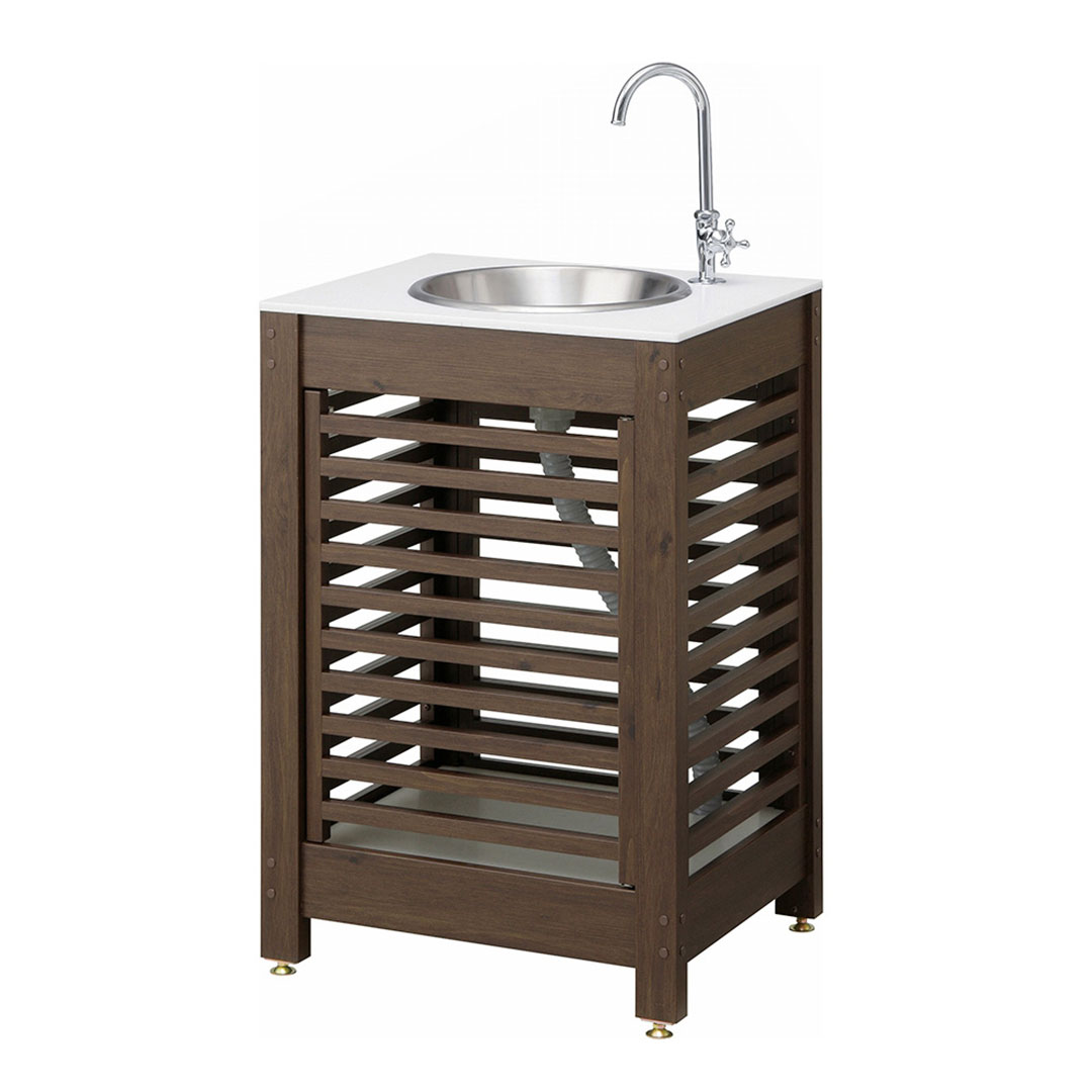 エバーアートウッド ガーデンシンク 細格子(小･扉付)タイプ ブラウンエボニー 76845500 タカショー（法人限定）