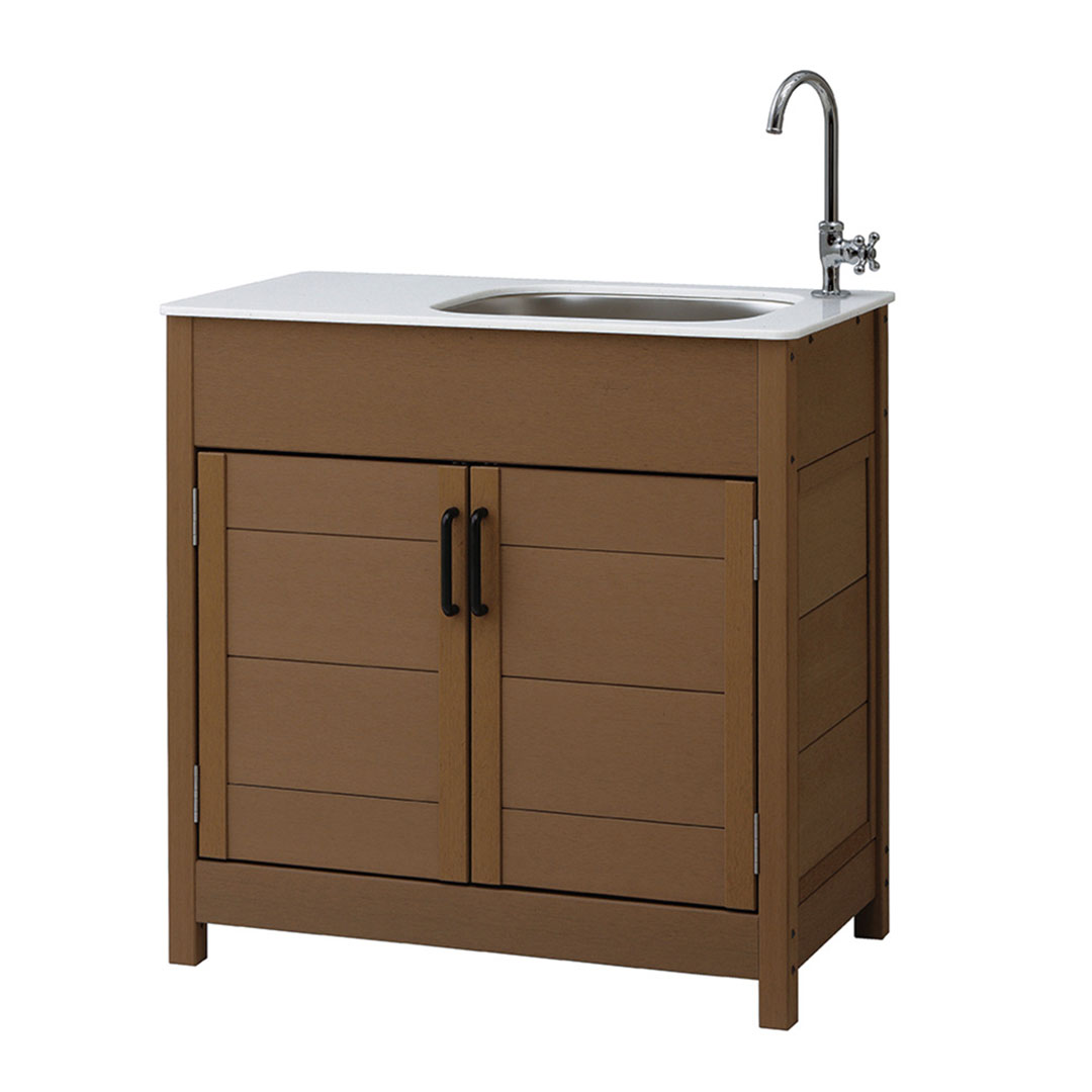 エバーエコウッド ガーデンシンク 3型(幅広･目隠しタイプ) ダークブラウン 94036300 タカショー（法人限定)