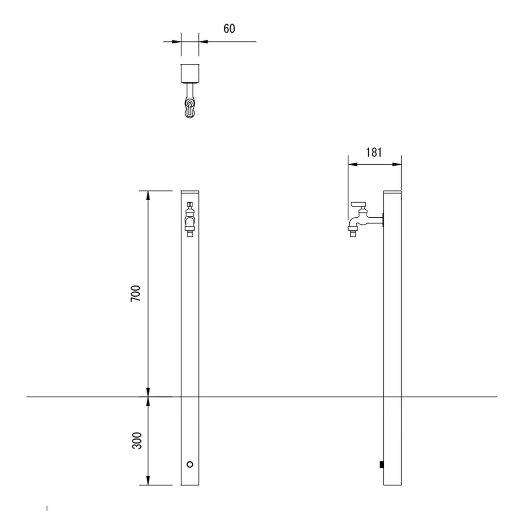 ガーデン水栓柱 60角 ナチュラルパイン エバーアートウッド 46926000 立水栓 タカショー（法人限定）