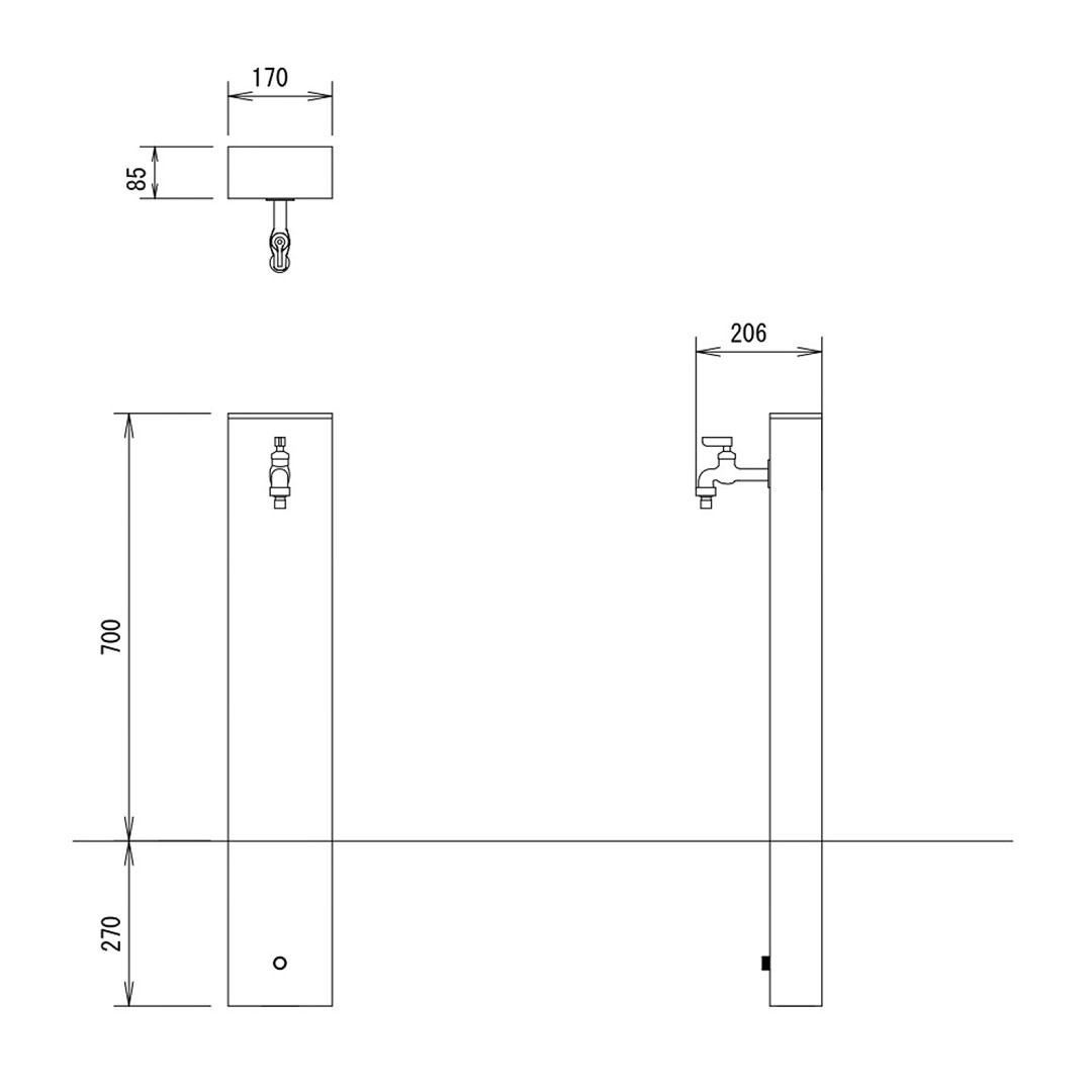 ガーデン水栓柱 85×170 クラシックブラウン エバーアートウッド 46928400 立水栓 タカショー（法人限定）