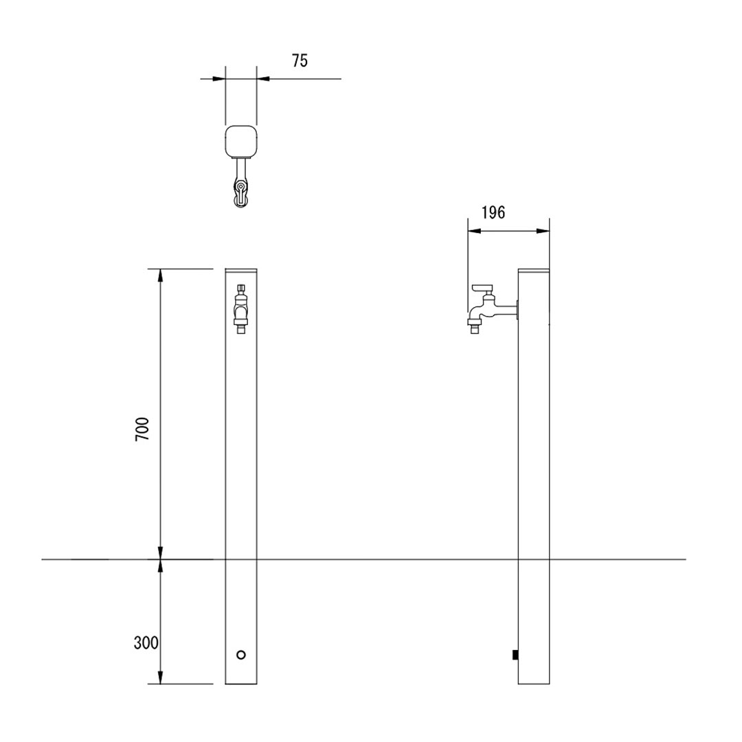 ガーデン水栓柱 75角R 枯焼杉 エバーアートウッド 46921500 立水栓 タカショー（法人限定）