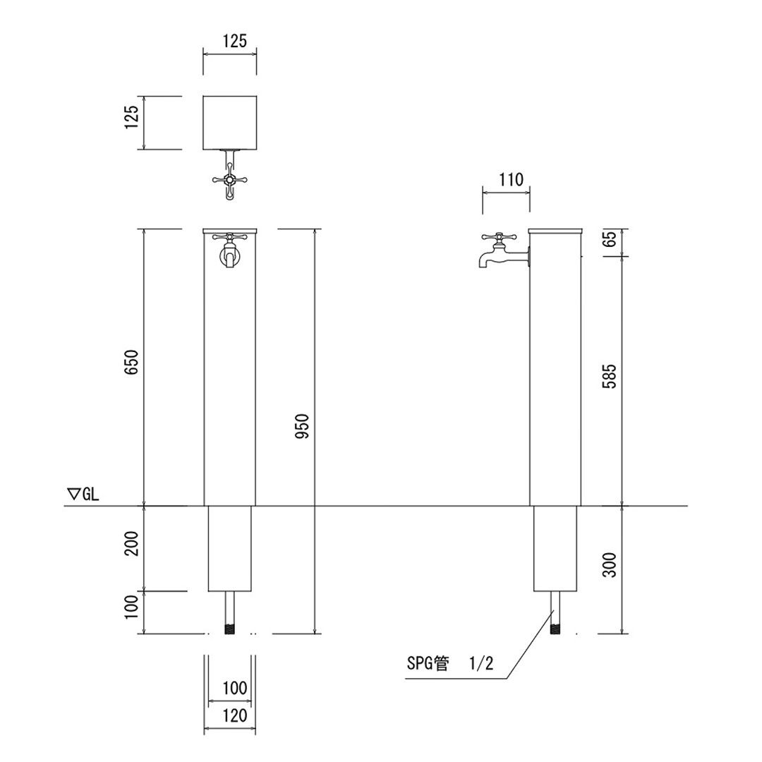 エバーエコウッド 水栓柱 5型 120角 ナチュラル ECW-5 15369500 立水栓 タカショー（法人限定）