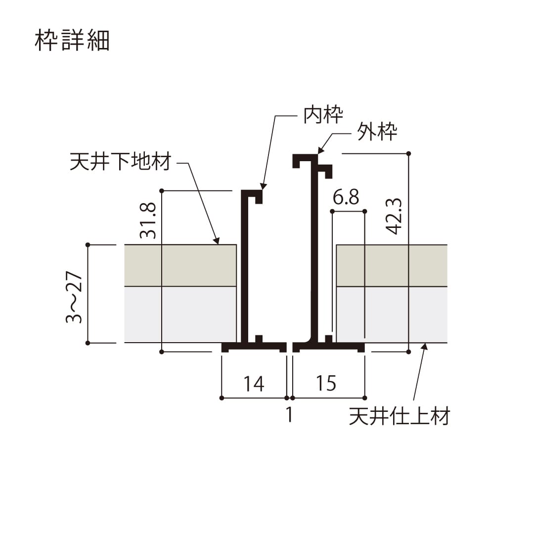 天井点検口 ハイハッチ シルバー SD HHSD-303 額縁 303×303 グレモン錠 点検口 ナカ工業