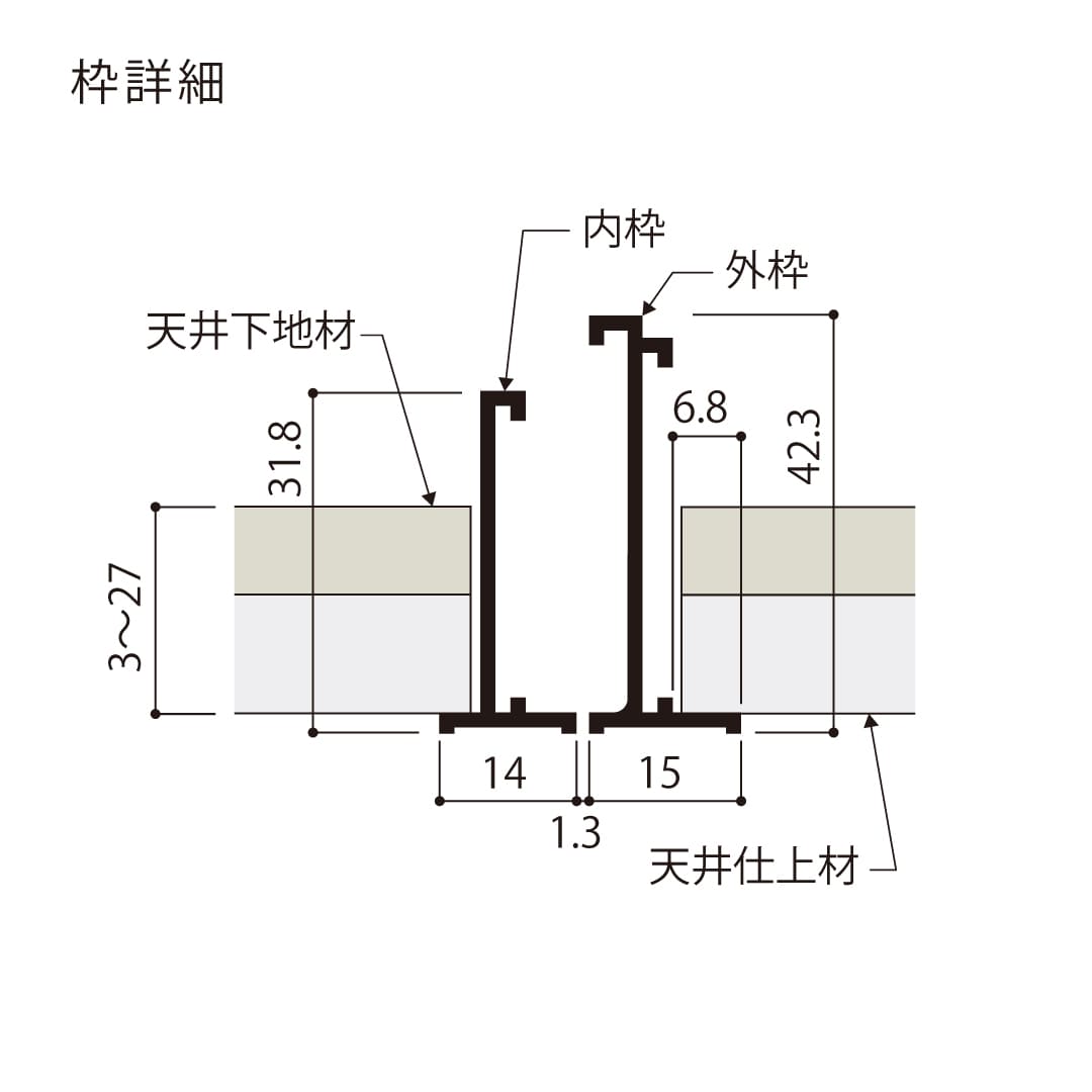 天井点検口 ハイハッチ シルバー SEⅡ HHSEⅡ-454 額縁 454×454 スライドロック 点検口 ナカ工業