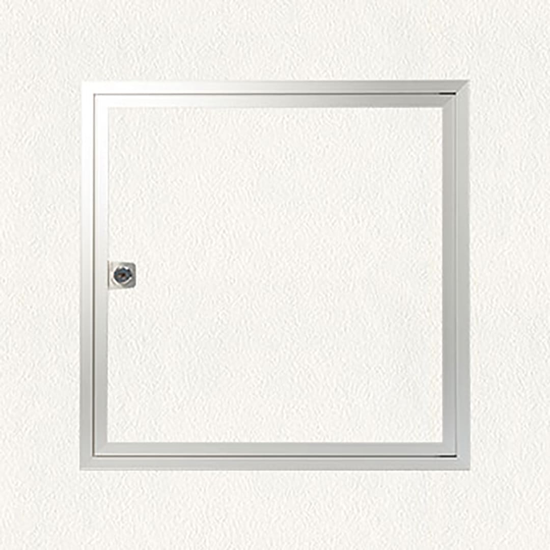 壁点検口 ウォールハッチ 鍵付 ホワイト WHT-303W 気密 粉体塗装仕上 303×303 白 A4等級 点検口 ナカ工業