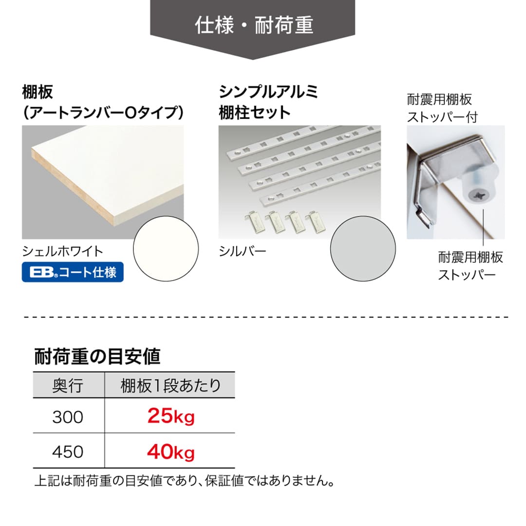 可動棚板セット Aタイプ 1セット D300 6段 シェルホワイト×シルバー KTA6D3-S-LW-A 南海プライウッド