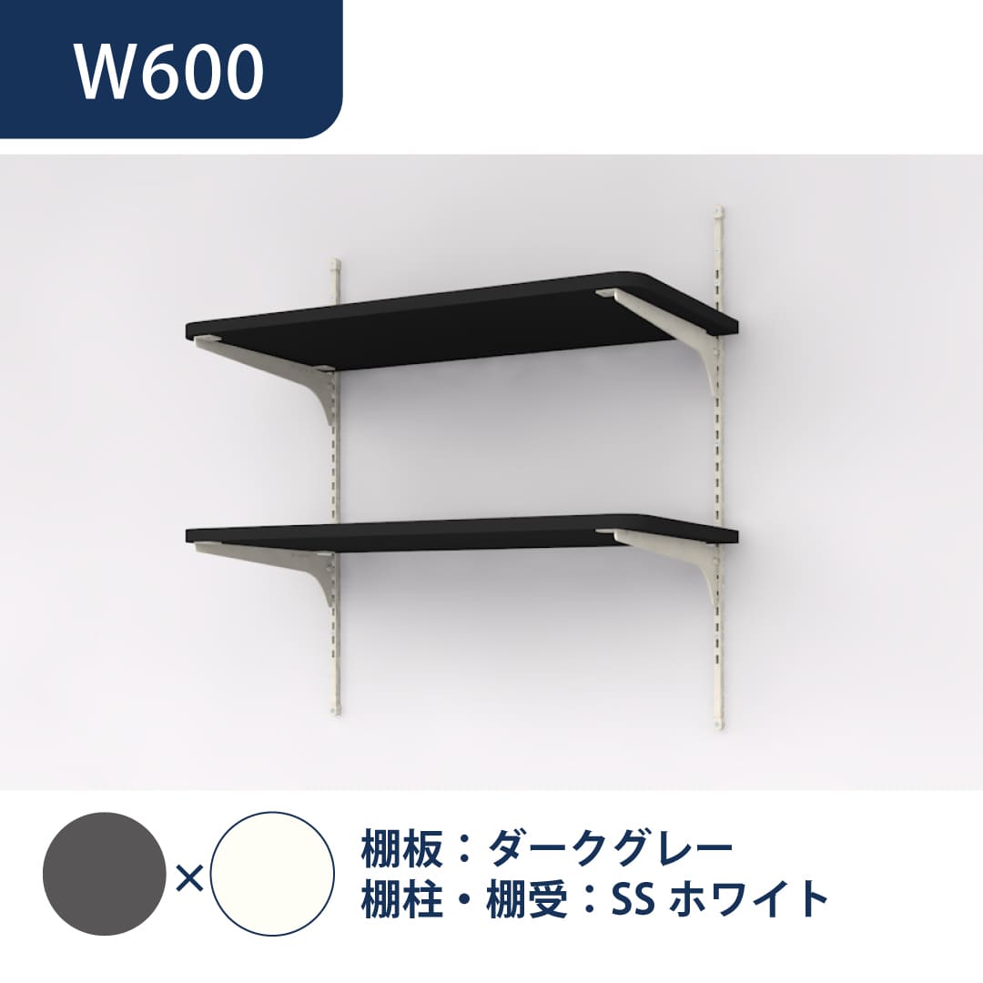 可動棚板セット Bタイプ D300 W600 2段 ダークグレー×SSホワイト KTB2D3W6-W-DG 南海プライウッド