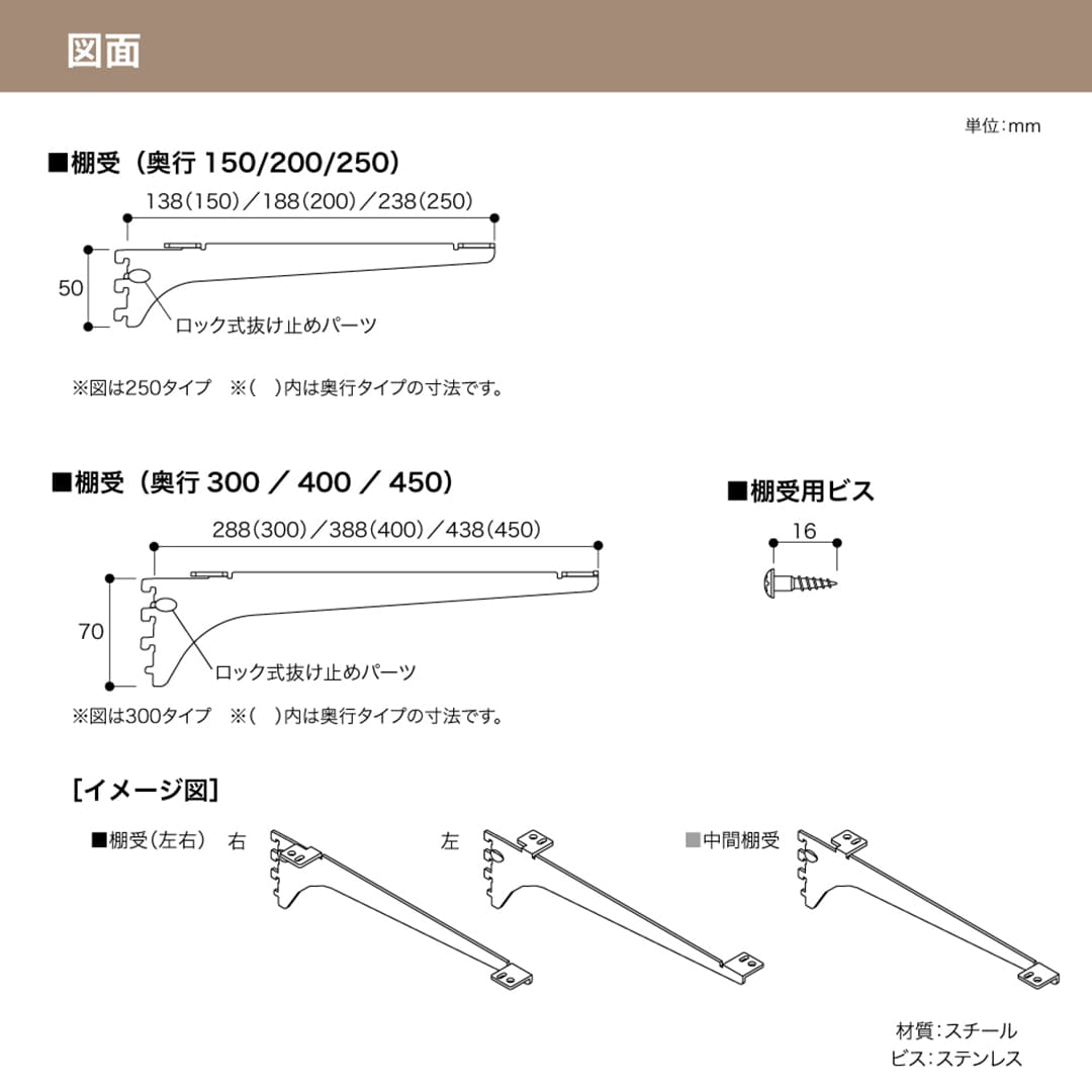 アームハング棚柱SS 棚受 木質棚板用【ケース販売】2本入 D400 SSシルバー SS-MD40S 南海プライウッド