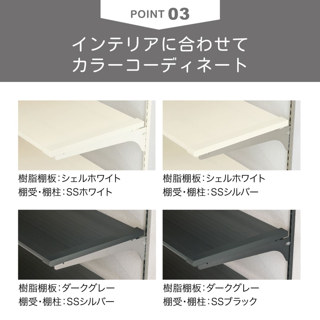 アームハング棚柱SS 樹脂棚板【ケース販売】8枚入 12×240×448 ダークグレー SS-JD2W4DG-8 南海プライウッド
