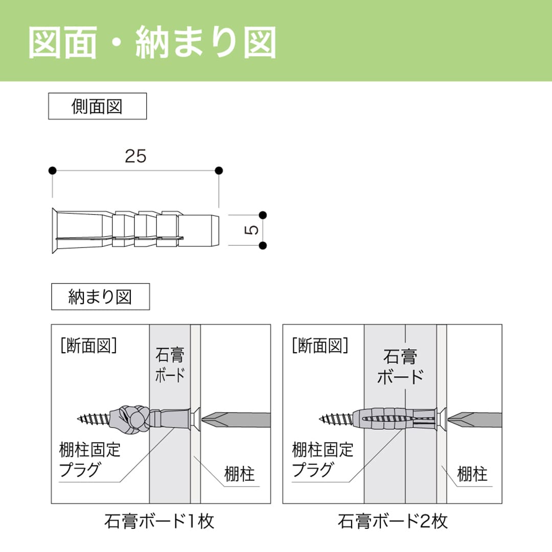 石膏ボード用棚柱固定プラグ 可動棚板セットAタイプ 4段・6段用 1セット TB-SP74 南海プライウッド