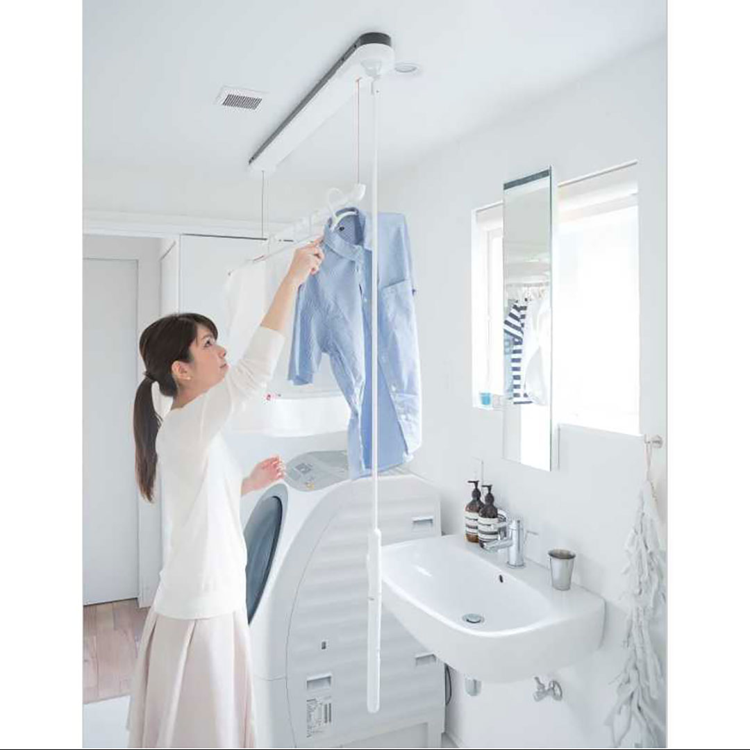 ナスタ(NASTA) エアバー(Air Bar) KS-NRP023-12WBKR レッド W1200 天井取付タイプ 昇降式室内物干