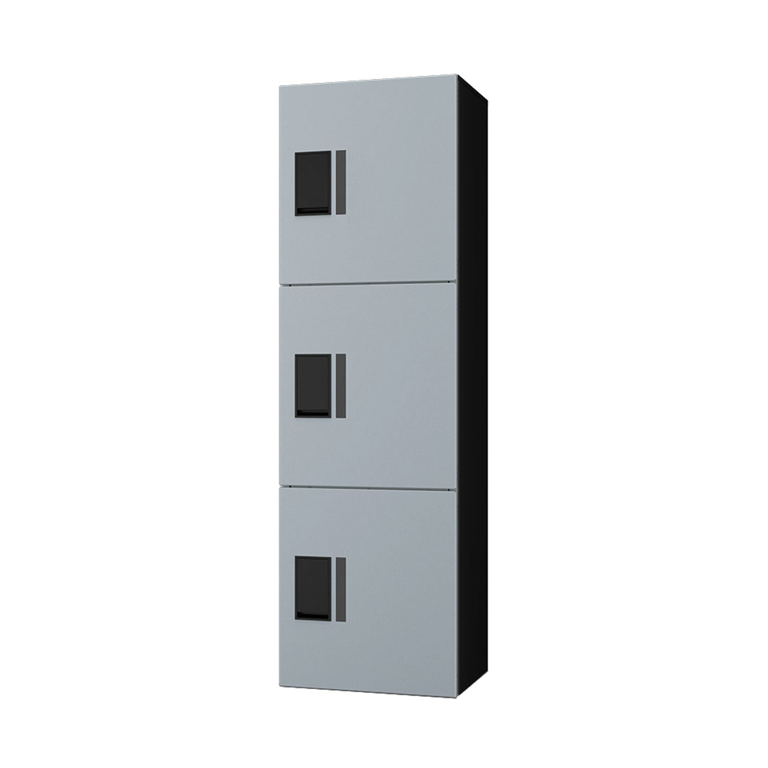 ナスタ Nasta Box プチ宅ユニット  KS-TL01R03A-SK H400mm×3タイプ(捺印無し)シルバー×ブラック 集合住宅用 宅配ボックス 前入前出