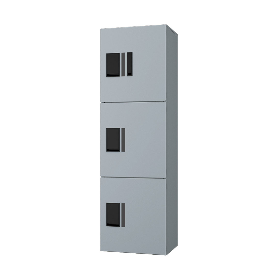 ナスタ Nasta Box プチ宅ユニット  KS-TL01R03AN-SV H400mm×3タイプ(捺印付き)シルバー×シルバー 集合住宅用 宅配ボックス 前入前出