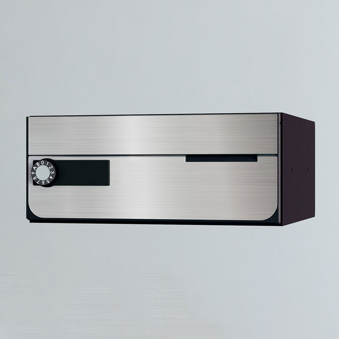 ナスタ ポスト W360×H150 前入前出/屋内タイプ/横開き/1戸用 KS-MB7002PY-L-S ステンレスヘアーライン 静音大型ダイヤル錠 集合住宅用ポスト