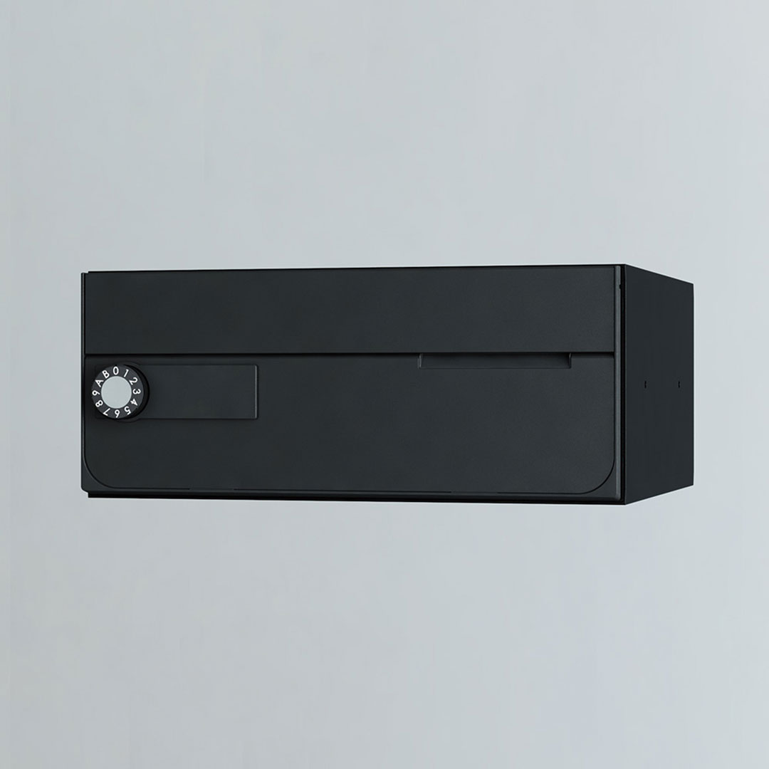 ナスタ ポスト W360×H150 前入前出/屋内タイプ/横開き/1戸用 KS-MB7002PY-L-BK ブラック 静音大型ダイヤル錠 集合住宅用ポスト