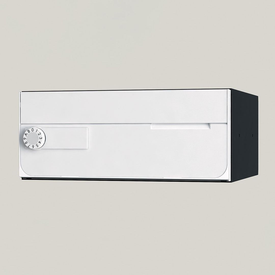 ナスタ ポスト W360×H150 前入前出/屋内タイプ/横開き/1戸用 KS-MB7002PY-L-W ホワイト 静音大型ダイヤル錠 集合住宅用ポスト
