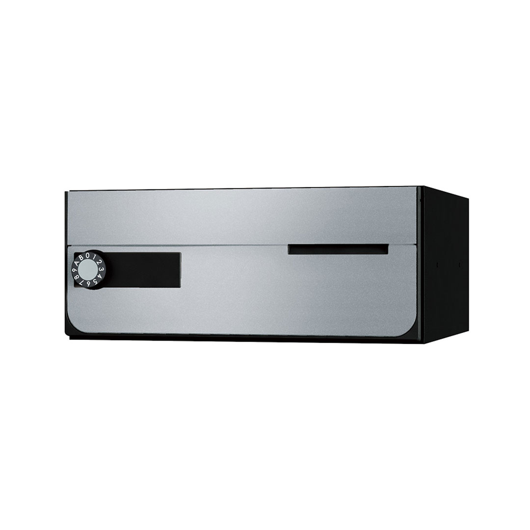 ナスタ ポスト W360×H150 前入前出/屋内タイプ/横開き/1戸用 KS-MB7002PY-L-SV シルバー 静音大型ダイヤル錠 集合住宅用ポスト