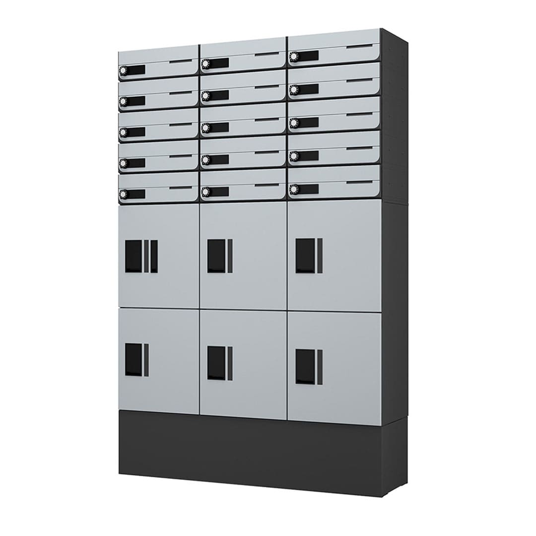 ナスタ ポスト・固定用背面パネルセット(プチ宅ユニット 据置設置対応) W360×H100 4戸用 ブラック KS-MB3202PU-4L-BK・KS-MBS13S-3610-4-BK