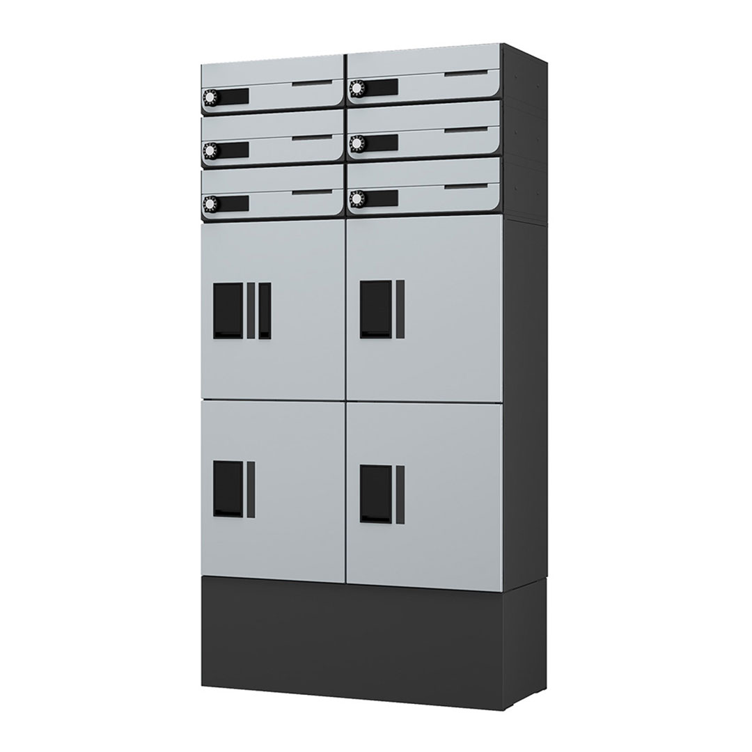 ナスタ ポスト・固定用背面パネルセット(プチ宅ユニット 据置設置対応) W360×H100 4戸用 ブラック KS-MB3202PU-4L-BK・KS-MBS13S-3610-4-BK