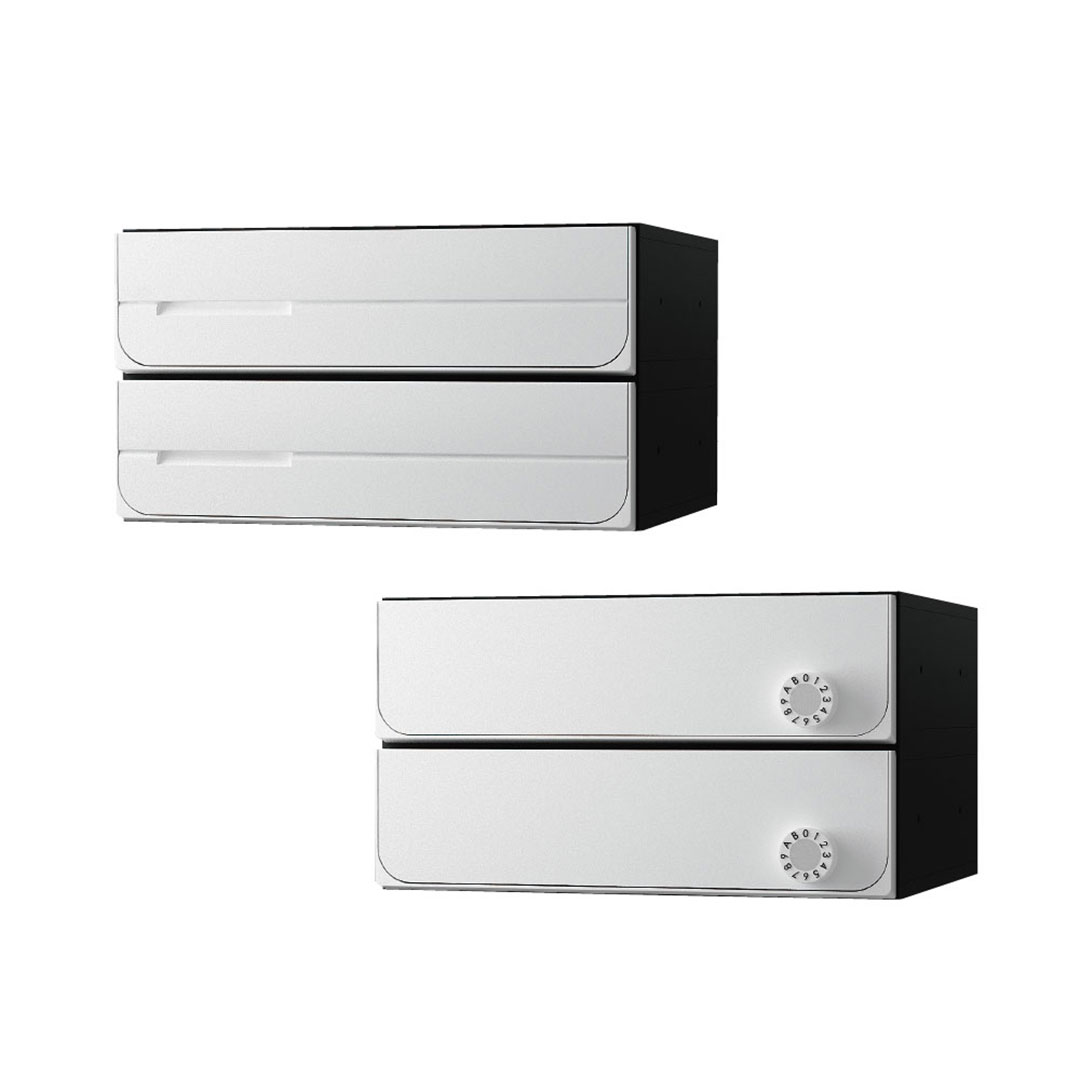 ナスタ ポスト W360×H100 前入後出/屋内タイプ/上開き/2戸用 KS-MB3102PU-2L-W ホワイト 静音大型ダイヤル錠  集合住宅用ポスト